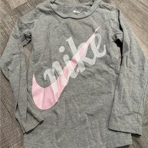 Nike Gray and Pink Kids Long Sleeve Shirt